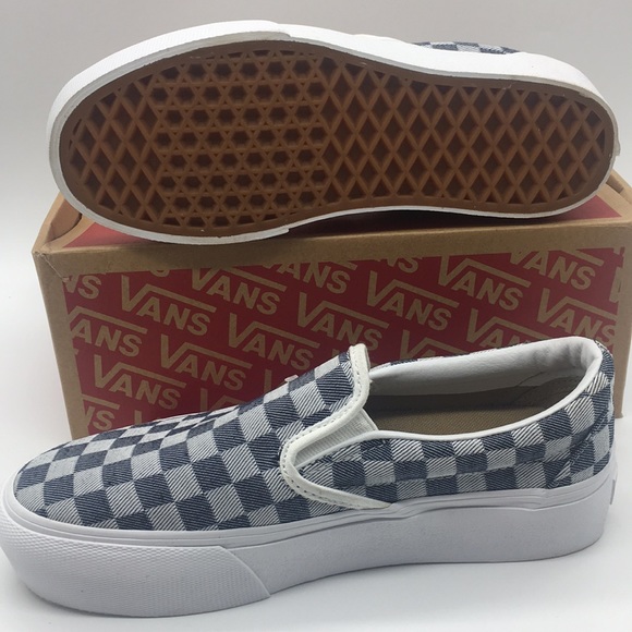 Vans Slip-On Platform Checkerboard Denim - Picture 3 of 8